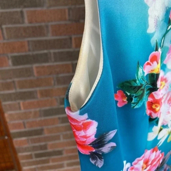 Maggy London, Scuba Dress in Teal Floral - Picture 6 of 7